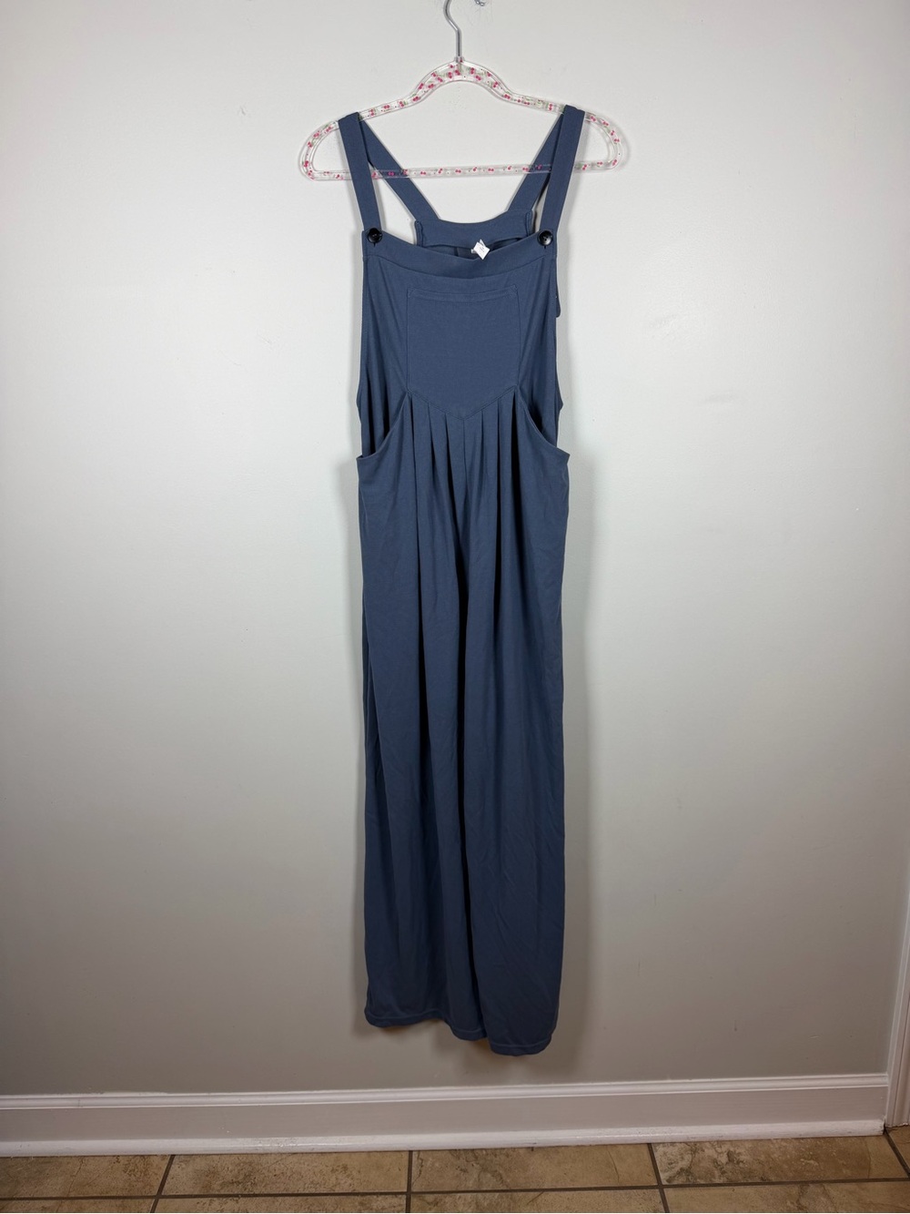 Halara Easy Breezy Wide Leg Overalls Blue Waffle Knit Jumpsuit Large 02682434 - Picture 2 of 13